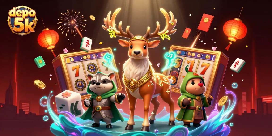 Engage with depo 5k jackpots, featuring vibrant 3D characters and rich slot game elements