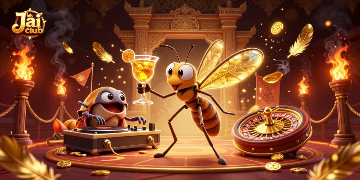 Experience thrilling gameplay at Jai club with vibrant 3D illustration featuring unique casino characters.