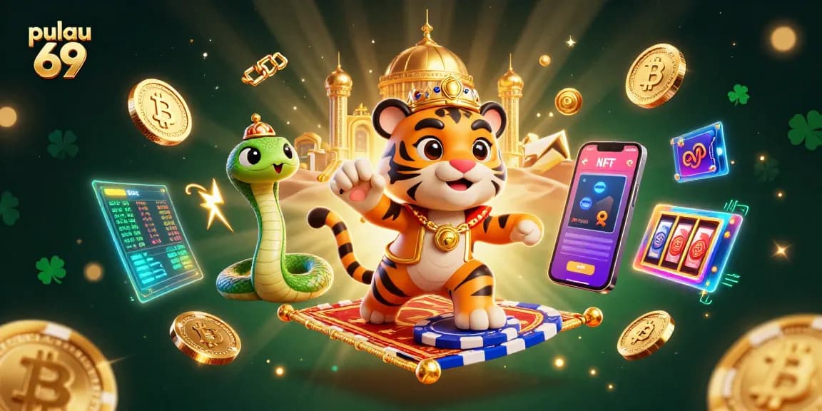 Experience pulau 69 with a vibrant 3D casino adventure featuring a sultan on a poker chip carpet.