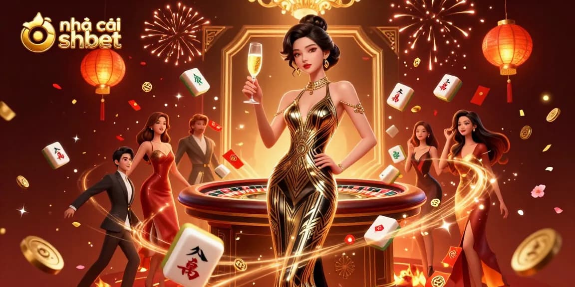 Experience the thrill of nhà cái shbet with elegant gaming scenes and vibrant celebrations.