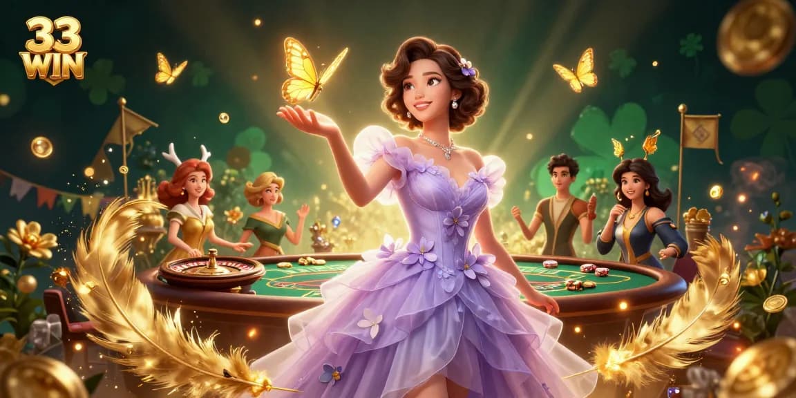 Win big at 33 WIN with an exciting casino atmosphere featuring roulette and poker tables.