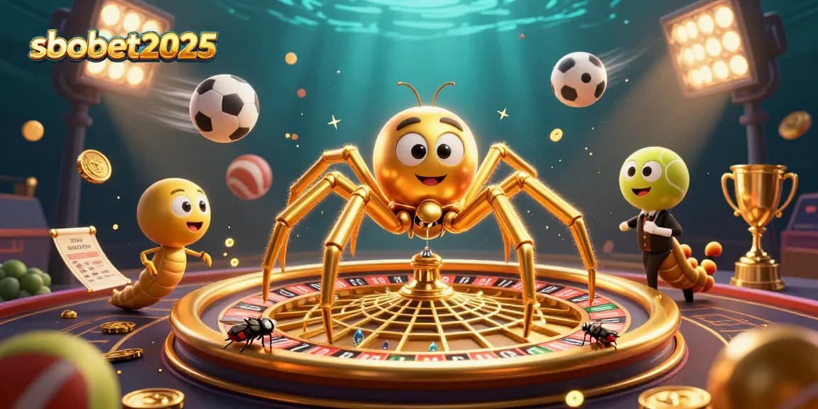 Experience thrilling betting action with sbobet2025 at this colorful 3D casino scene.