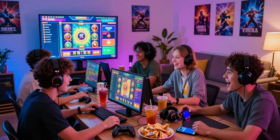 Join the excitement and learn ทดลองเล่นสล็อตโรม่า in a lively player gathering with vibrant graphics and accessories.