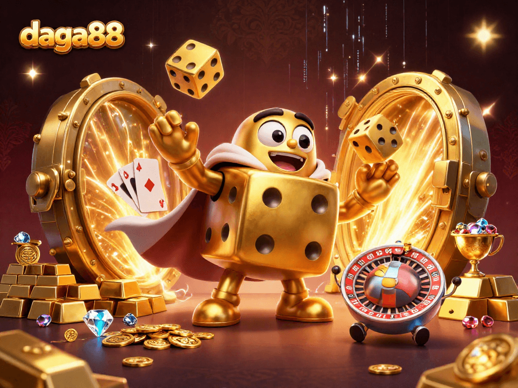 Experience thrilling gameplay at daga88 with the dynamic golden dice golem and rich casino visuals.