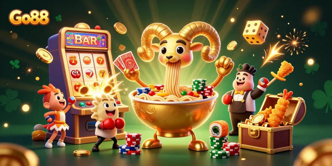 Engage with the vibrant Go88 online casino experience featuring 3D characters and dynamic game elements.
