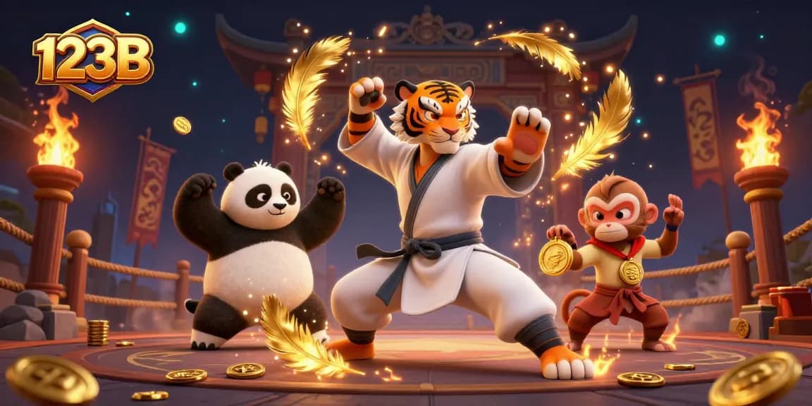 Engage in thrilling gambling experiences at 123B with a dynamic 3D illustration showcasing charismatic characters.