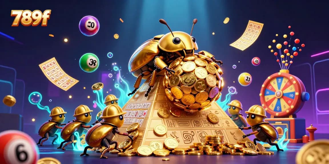 Experience exciting gambling action at 789f with vibrant lottery elements and golden prizes.