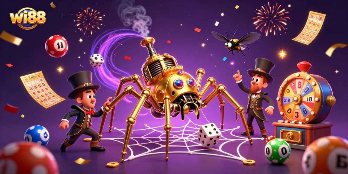 Experience the thrill of wi88 with a vibrant 3D illustration capturing engaging casino elements.