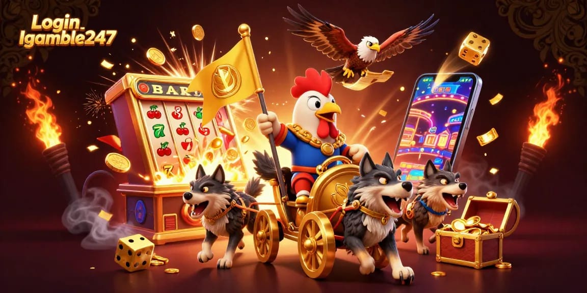 Experience thrilling gameplay with Login Igamble247 featuring a captivating 3D casino adventure scene.