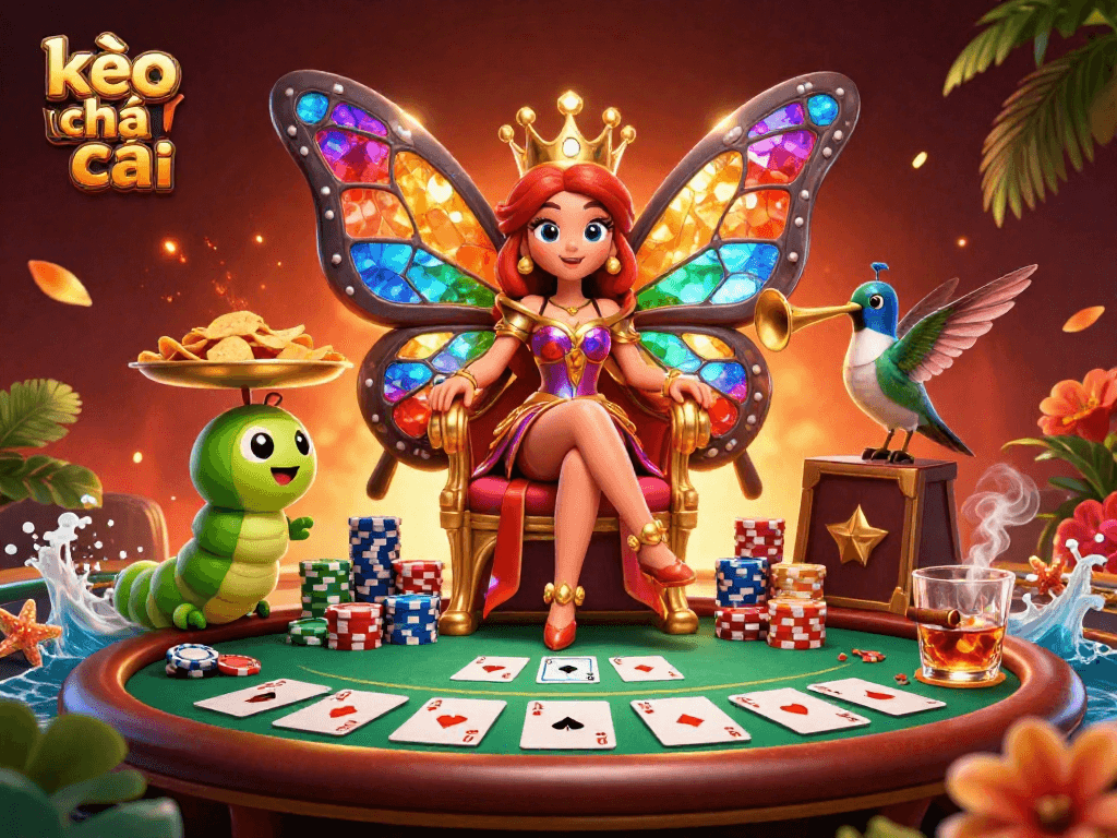 Engage with kèo nhà cái through a vibrant 3D gaming scene featuring casino elements and dynamic characters.