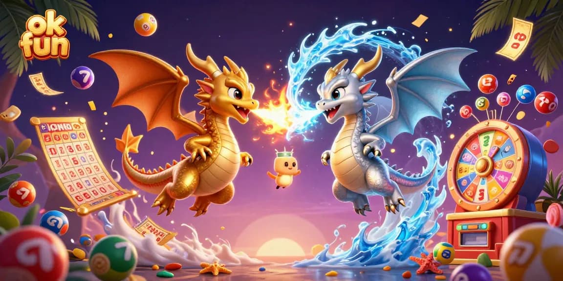 Engage in thrilling games at ok fun with vibrant elements, featuring golden dragons in a dynamic casino scene.