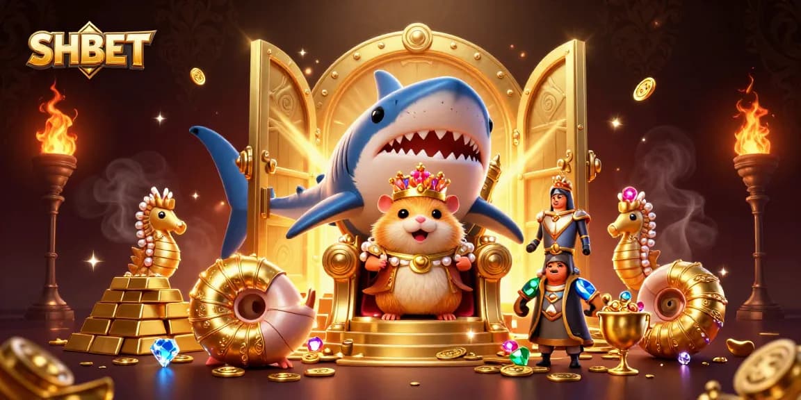 Experience the vibrant world of SHBET with the golden hamster king and treasures of the casino.