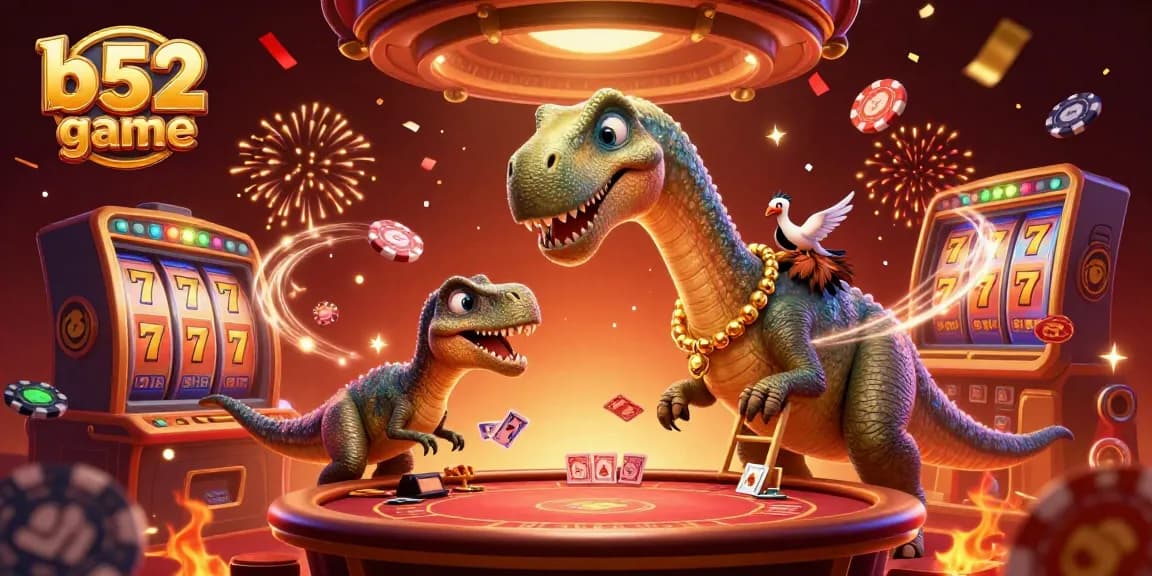 Experience the vibrant b52 game action in a casino, with a playful scene full of festive elements.