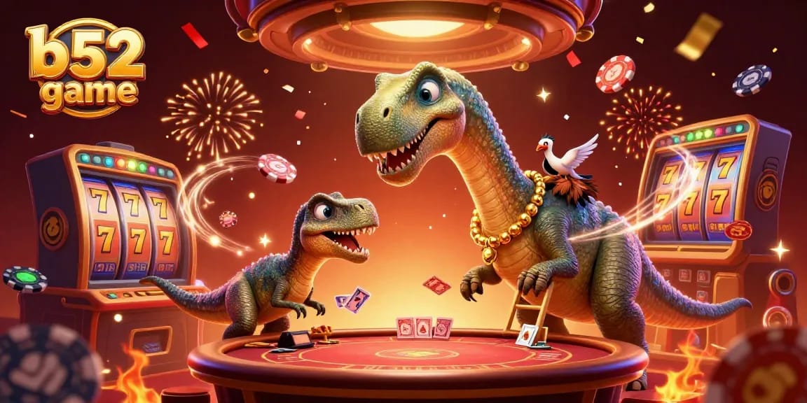 Experience the vibrant b52 game action in a casino, with a playful scene full of festive elements.