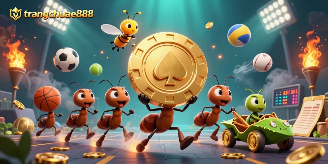Experience the thrilling escape of ants at trangchuae888 through a dynamic casino heist scene.