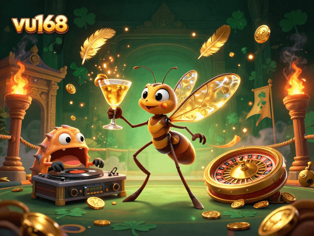 Experience the thrill of vu168 with a vibrant 3D casino scene featuring unique characters and dynamic gameplay