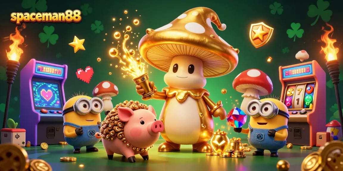 Engage with spaceman88's thrilling slot experience featuring a whimsical golden wizard's treasure hunt.