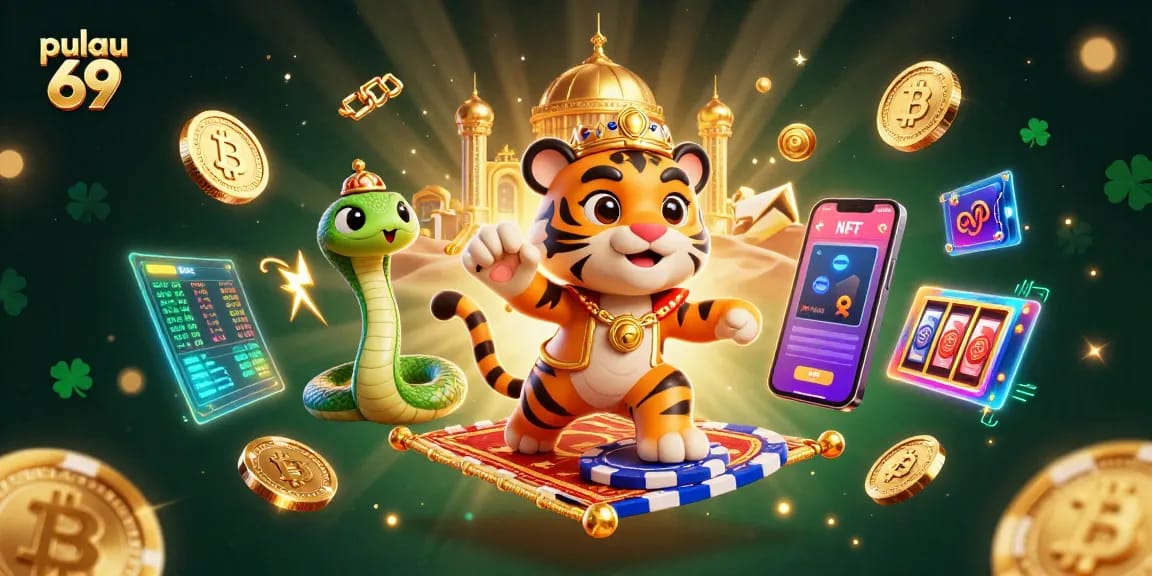 Experience pulau 69 with a vibrant 3D casino adventure featuring a sultan on a poker chip carpet.