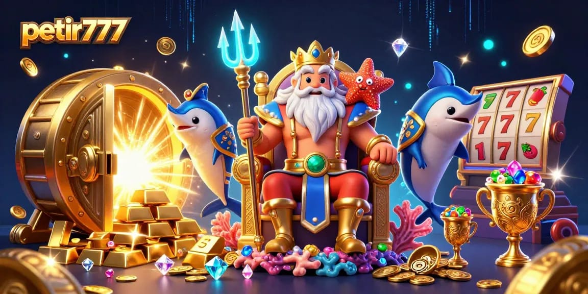 Experience thrilling gameplay with petir777, as slot reels blend in a rich marine adventure scene.