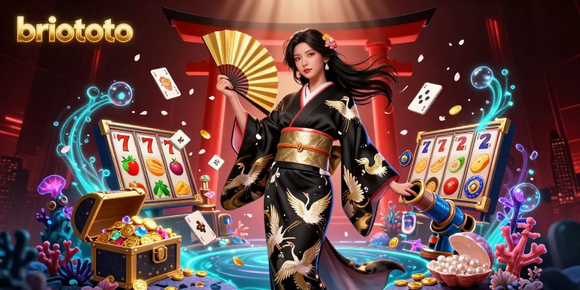 Briototo offers a thrilling online experience with vibrant slots and dynamic play featuring an elegant woman in a casino setting.