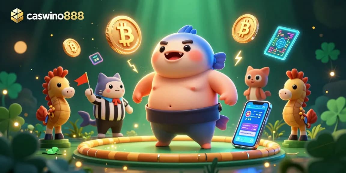 Experience the excitement of caswino888 with a vibrant 3D casino scene featuring charming characters.