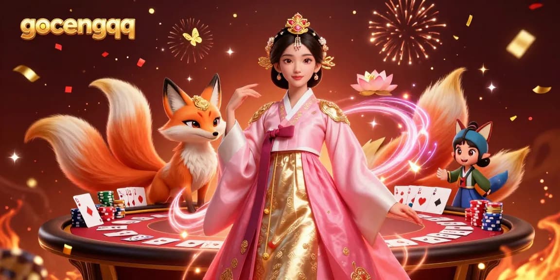 Play dynamic poker with gocengqq in an exciting 3D illustrated setting filled with vibrant elements.