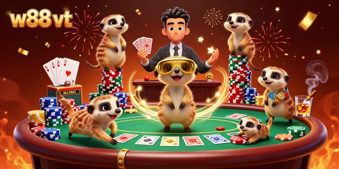 Trải nghiệm bùng nổ tại w88 vt với meerkats biểu diễn các trò chơi casino sinh động.
