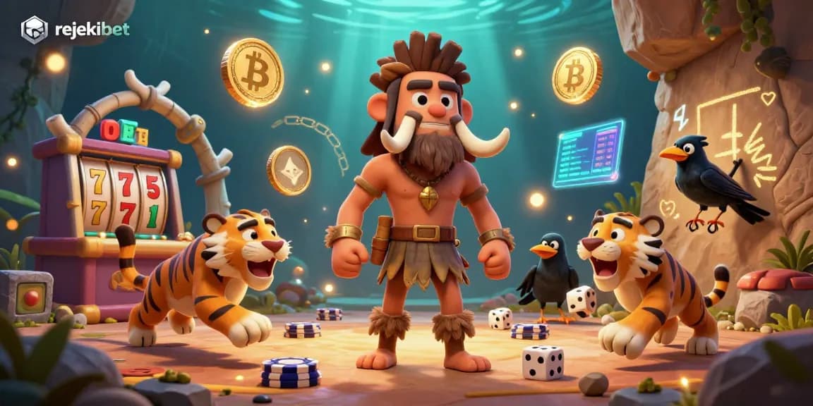 Experience the thrill with rejekibet's dynamic slot games featuring a prehistoric casino adventure!