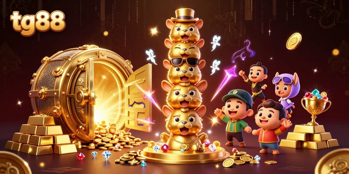 Experience thrilling adventures with tg88 in vibrant casino art featuring a totem pole and gold treasures.