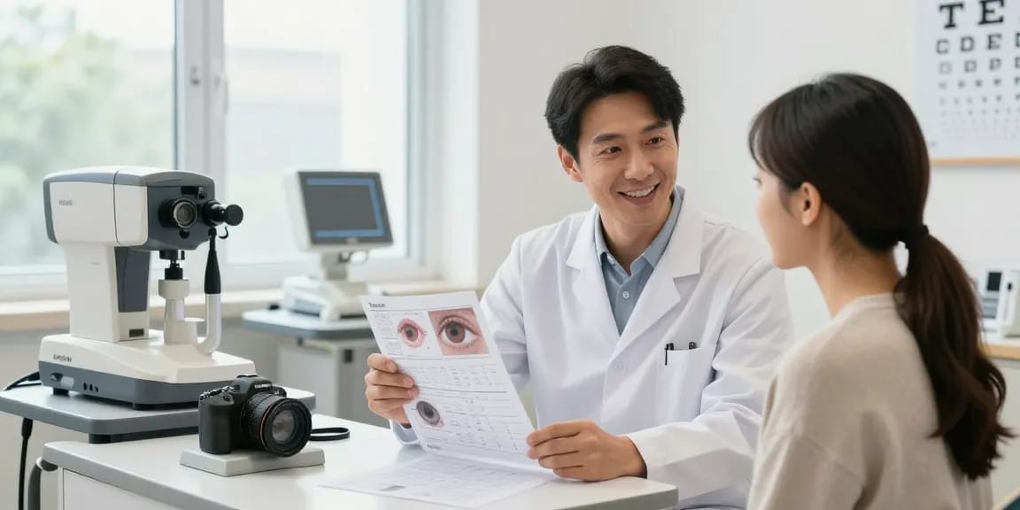 Consultation at SNU Eye Clinic focusing on eye care treatment options, highlighting advanced technology and personalized care.