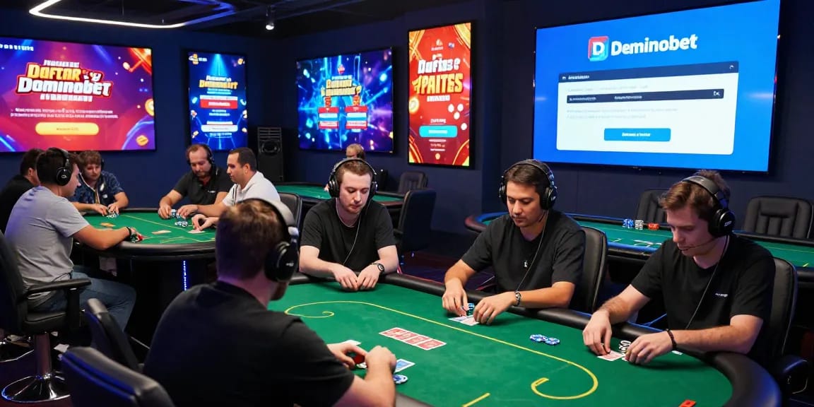 Engaged players at Dominobet enjoying thrilling poker games while exploring Daftar Dominobet options.