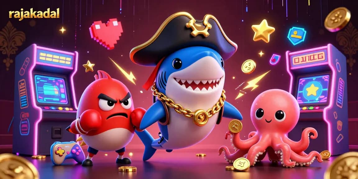 Slot online rajakadal yang mengasyikkan dengan karakter kartun dan unsur taruhan.