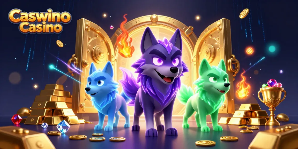 Experience the thrilling energy of Caswino Casino with dynamic wolves and treasures.