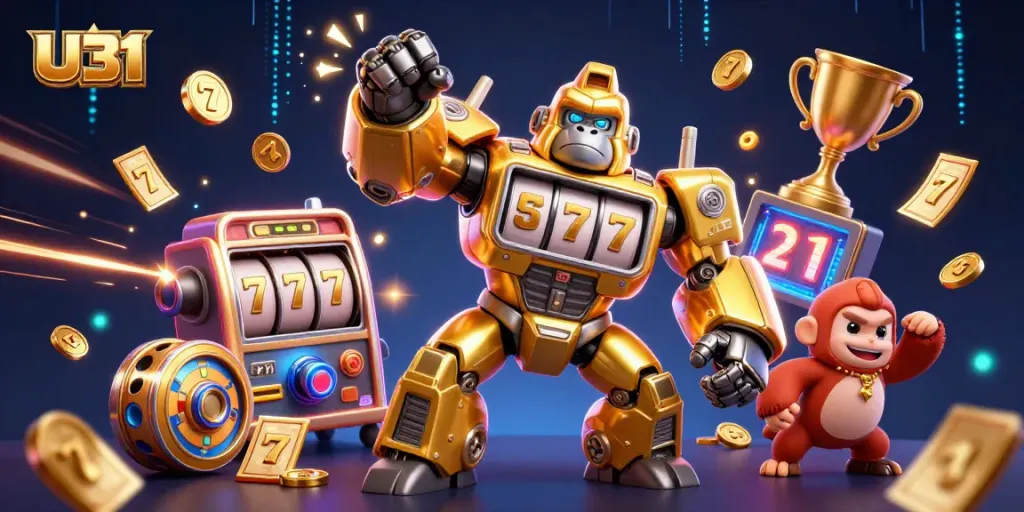 U31 transforms a golden gorilla mech into an exciting jackpot experience with dynamic slot elements.