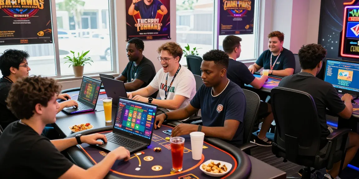 Players enjoying game bài đổi thưởng in a lively gaming environment, showcasing camaraderie and excitement.