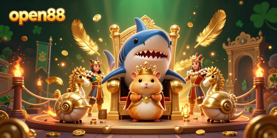 Experience dynamic gaming adventures at open88 featuring a golden hamster king and sea-creature guards.