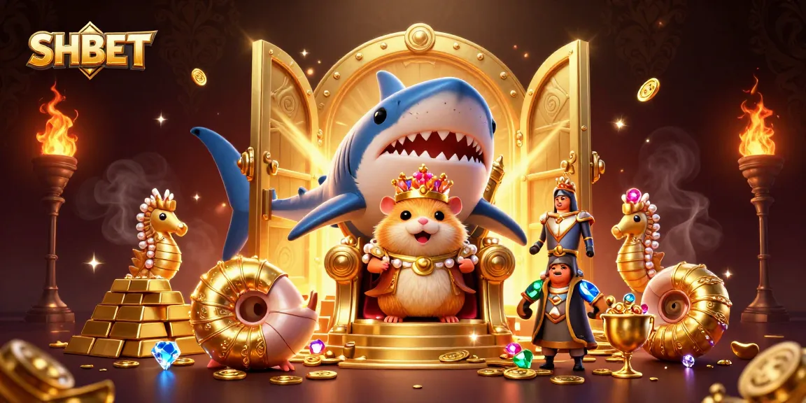 Experience the vibrant world of SHBET with the golden hamster king and treasures of the casino.