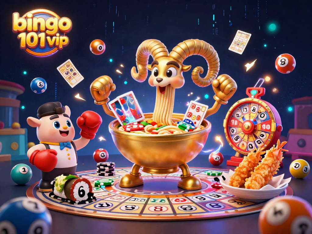 Engage in bingo 101 vip action with animated characters celebrating wins in a vibrant scene.