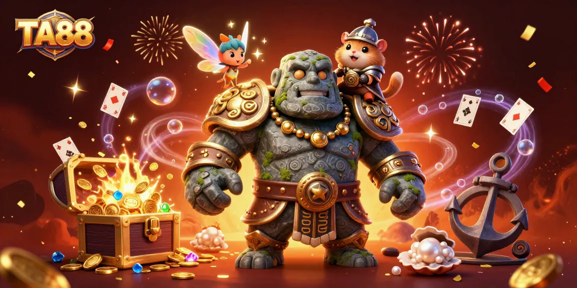 Experience TA88 with enchanting characters and vibrant casino elements celebrating a magical win.