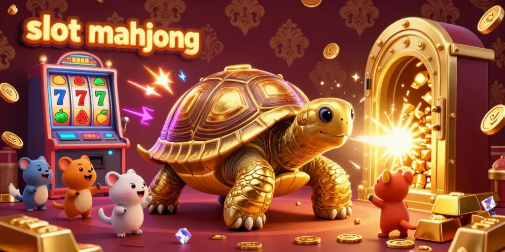 Menangkan permainan slot mahjong dengan karakter kura-kura emas monumental dan mesin pinball.