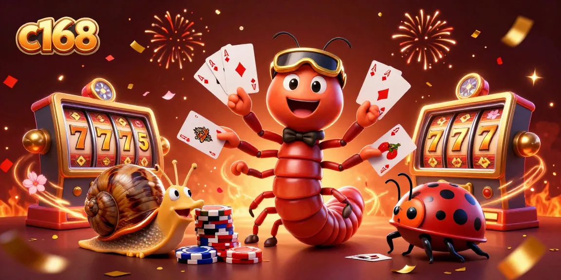 Play exciting slot games with C168 featuring a unique millipede dealer, high-roller snail, and thrilling jackpots.