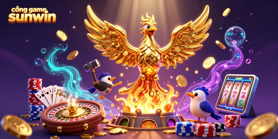 Experience the thrill of cổng game sunwin with golden phoenix jackpot and vibrant casino elements.