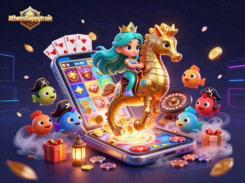 Athenshappytrain takes players on a colorful journey through a vibrant slot game adventure with enchanting characters.