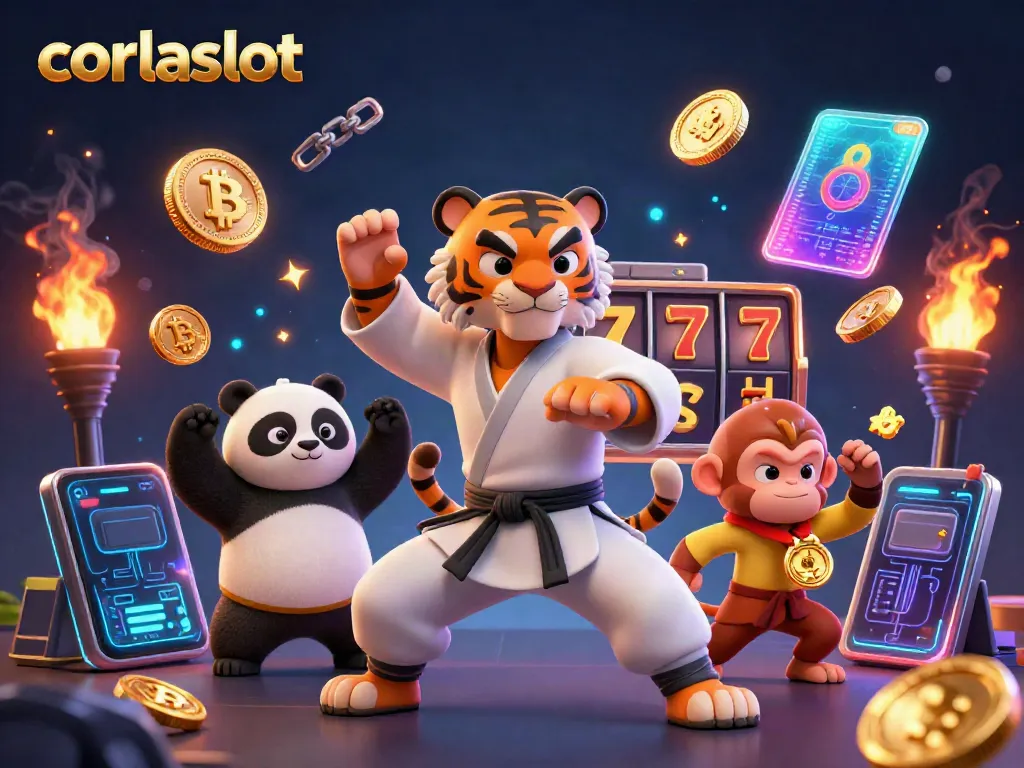 Experience thrilling gameplay with corlaslot's vibrant 3D casino illustration featuring iconic symbols and characters.