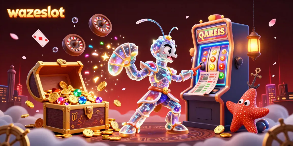 Experience the thrill of winning with wazeslot's vibrant jackpot slots in a dynamic 3D casino scene.