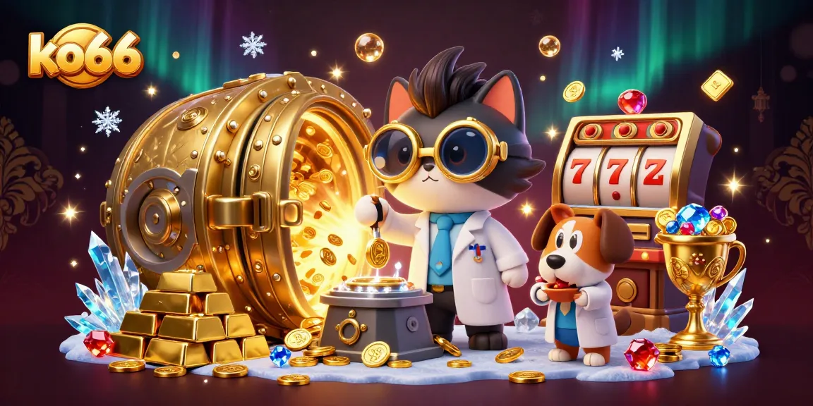 Experience the excitement of ko66 casino with rich visuals of games, coins, and treasures!