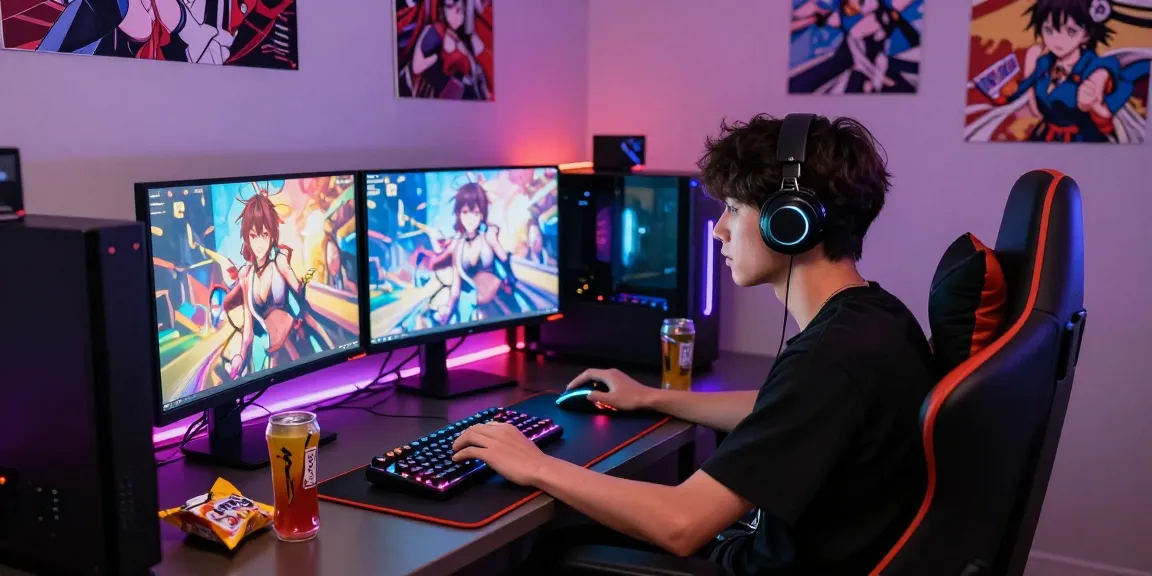 Enjoy playing engaging hentai games in a vibrant gaming lounge with intense atmosphere.