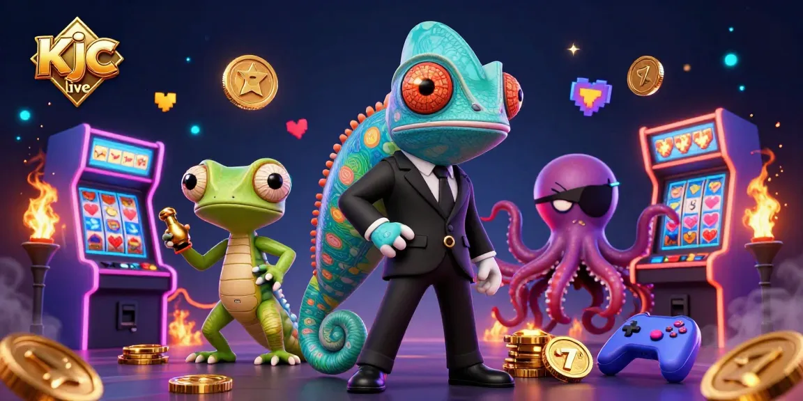 Experience Kjc live in an exciting 3D casino scene with vibrant characters and dynamic gaming elements.