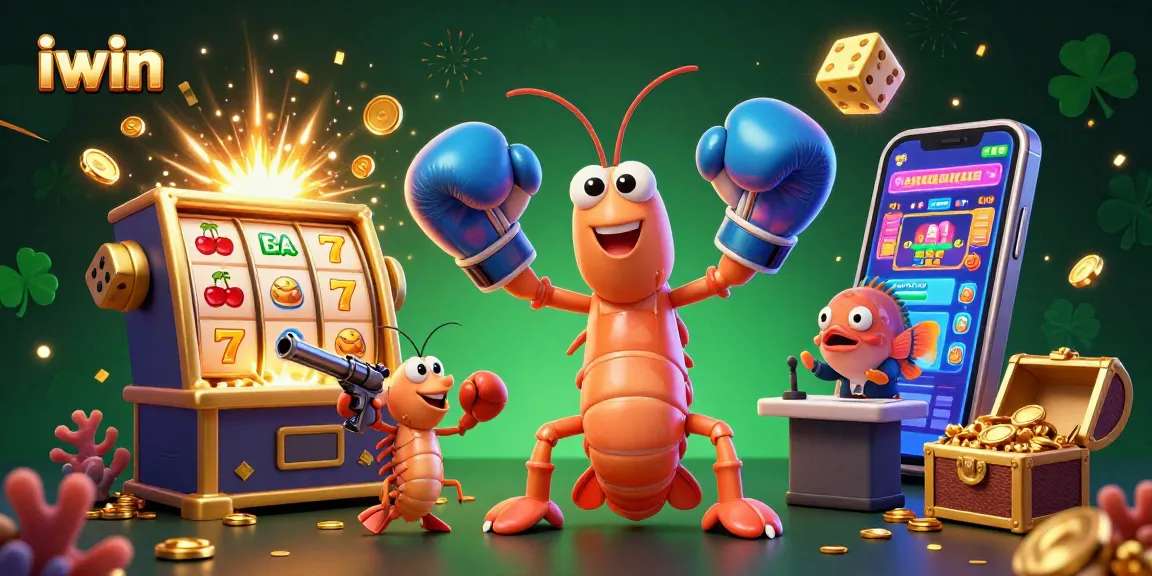 Experience the excitement of iwin with a dynamic 3D illustration featuring vibrant casino themes and characters.