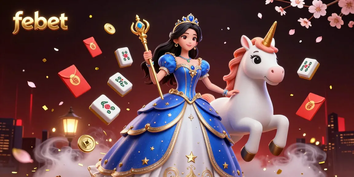 Experience thrilling gameplay with febet in this vibrant 3D casino illustration showcasing magical characters and festive elements.